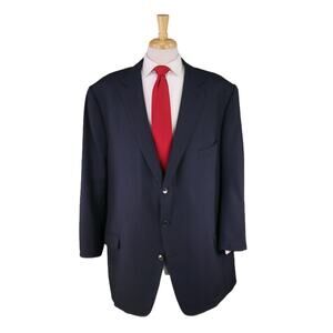 Ermenegildo Zegna Navy Blue Birdseye 3-Btn Luxury Wool Suit Big 52L 54L